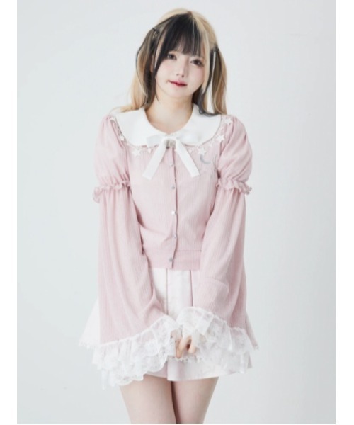 Ank Rouge(アンクルージュ)の「星座の姫袖カットカーデ(Tシャツ/カットソー・レディース・ホワイト/ピンク/ネイビー/ブルー・M)」の4枚目の写真