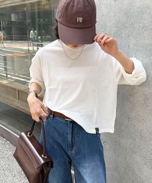 fredy emue（フレディエミュ）の「クロップドシアーロンTシャツ（Tシャツ/カットソー・レディース・ブラック/ベビーピンク/ホワイト系その他/オフホワイト・38）」の9枚目の写真