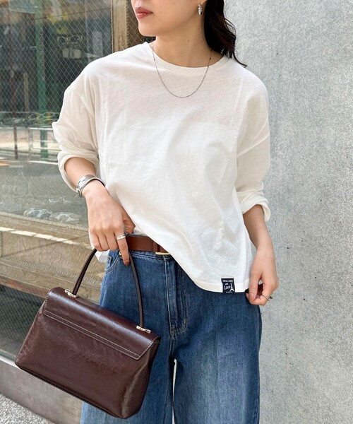 fredy emue（フレディエミュ）の「クロップドシアーロンTシャツ（Tシャツ/カットソー・レディース・ブラック/ベビーピンク/ホワイト系その他/オフホワイト・38）」の12枚目の写真