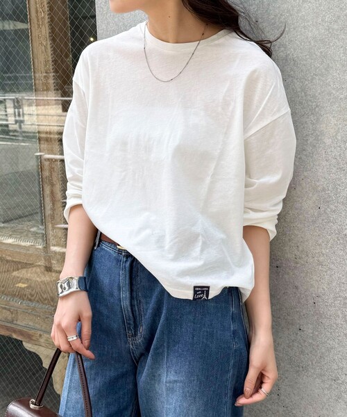 fredy emue（フレディエミュ）の「クロップドシアーロンTシャツ（Tシャツ/カットソー・レディース・ブラック/ベビーピンク/ホワイト系その他/オフホワイト・38）」の13枚目の写真