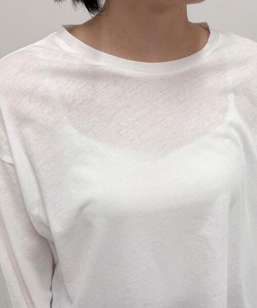 fredy emue（フレディエミュ）の「クロップドシアーロンTシャツ（Tシャツ/カットソー・レディース・ブラック/ベビーピンク/ホワイト系その他/オフホワイト・38）」の18枚目の写真