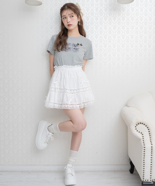 couture BY ROJITA（クチュールバイロジータ）の「【ZOZO限定発売】ランダムリボンレースコットンスカート（スカート・レディース・ミント/ホワイト/ピンク・FREE）」の6枚目の写真