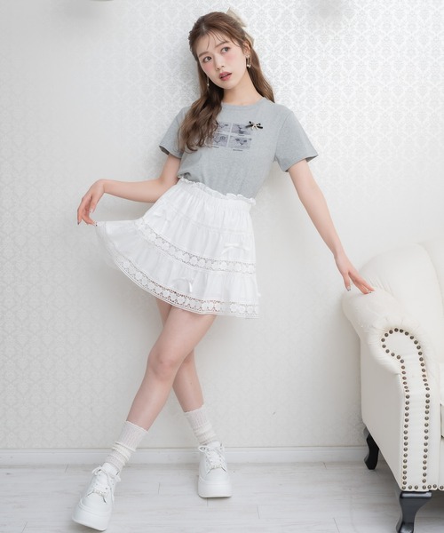 couture BY ROJITA（クチュールバイロジータ）の「【ZOZO限定発売】ランダムリボンレースコットンスカート（スカート・レディース・ミント/ホワイト/ピンク・FREE）」の4枚目の写真