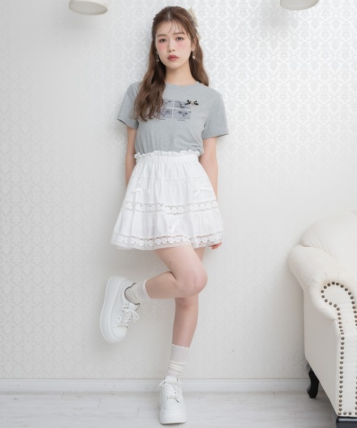 couture BY ROJITA（クチュールバイロジータ）の「【ZOZO限定発売】ランダムリボンレースコットンスカート（スカート・レディース・ミント/ホワイト/ピンク・FREE）」の5枚目の写真