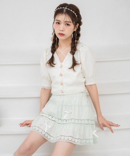 couture BY ROJITA（クチュールバイロジータ）の「【ZOZO限定発売】ランダムリボンレースコットンスカート（スカート・レディース・ミント/ホワイト/ピンク・FREE）」の11枚目の写真