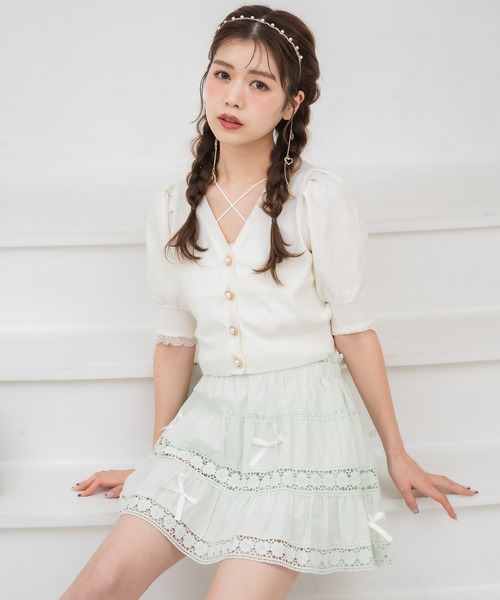 couture BY ROJITA（クチュールバイロジータ）の「【ZOZO限定発売】ランダムリボンレースコットンスカート（スカート・レディース・ミント/ホワイト/ピンク・FREE）」の12枚目の写真
