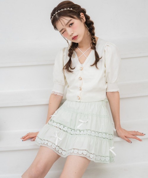 couture BY ROJITA（クチュールバイロジータ）の「【ZOZO限定発売】ランダムリボンレースコットンスカート（スカート・レディース・ミント/ホワイト/ピンク・FREE）」の13枚目の写真