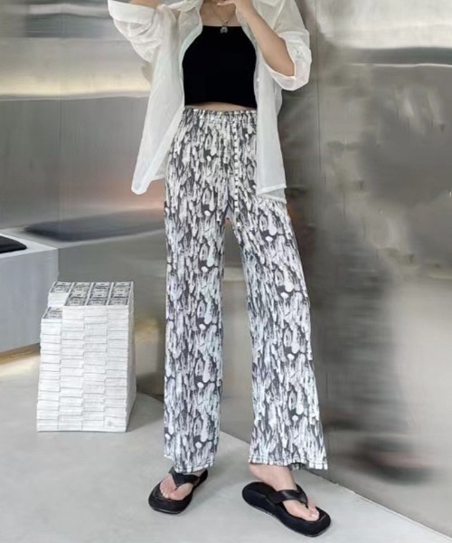 shoppinggo(ショッピングゴー)の「夏服 ワイドパンツ サマーパンツ ストレート(スラックス・レディース・ブラック/ブラック系その他2/ブラック系その他/ブラック系その他3/ブラック系その他5/ブラック系その他4/ブラック系その他6・FREE)」の16枚目の写真