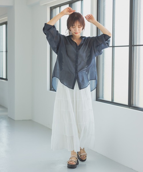 mysty woman(ミスティウーマン)の「ボリュームティアードスカート 574453(スカート・レディース・ブラック/カーキ/オフホワイト・FREE)」の22枚目の写真