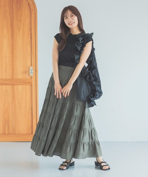 mysty woman(ミスティウーマン)の「ボリュームティアードスカート 574453(スカート・レディース・ブラック/カーキ/オフホワイト・FREE)」の21枚目の写真