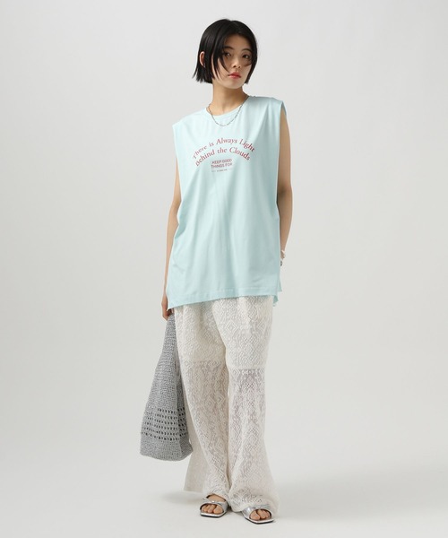 BAYFLOW(ベイフロー)の「アソートロゴプリントノースリーブT(Tシャツ/カットソー・レディース・ライトブルー/ブラック/ホワイト・FREE)」の8枚目の写真