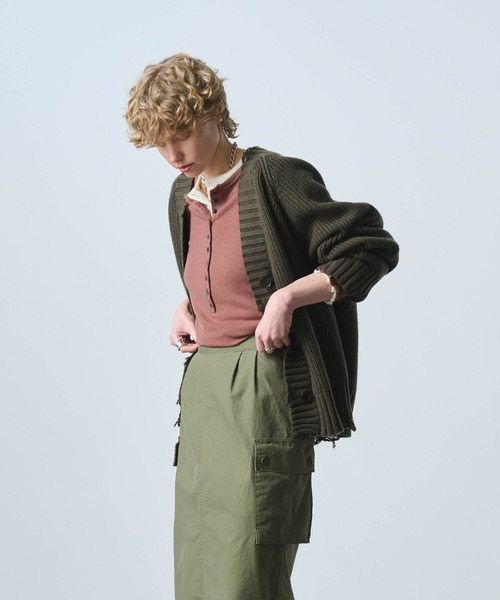 kha:ki（カーキ）の「「KHA:KI / カーキ」DAMAGE RIB KNIT CARDIGAN