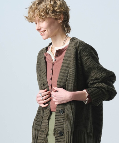 kha:ki（カーキ）の「「KHA:KI / カーキ」DAMAGE RIB KNIT CARDIGAN 