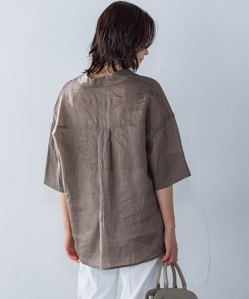 LAUTREAMONT(ロートレアモン)の「シアーリネンVネックブラウス≪手洗い可能≫(シャツ/ブラウス・レディース・ホワイト/ブラウン/イエロー・9号)」の17枚目の写真