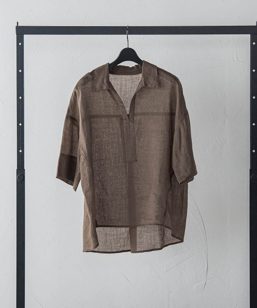LAUTREAMONT(ロートレアモン)の「シアーリネンVネックブラウス≪手洗い可能≫(シャツ/ブラウス・レディース・ホワイト/ブラウン/イエロー・9号)」の12枚目の写真