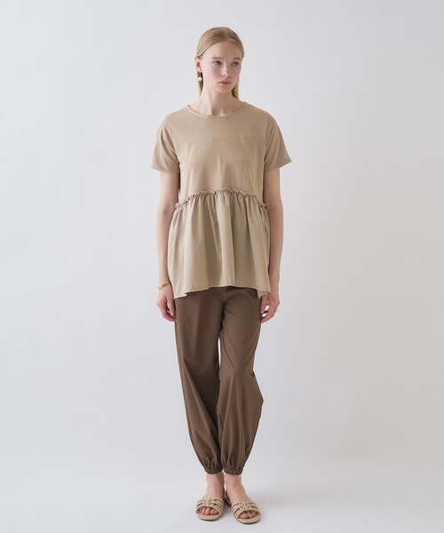 cloenc（クロエンス）の「【マシンウォッシュ】ドッキングチュニックTシャツ（Tシャツ/カットソー・レディース・ホワイト/ベージュ/ブラック・02）」の13枚目の写真