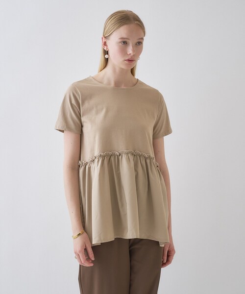 cloenc（クロエンス）の「【マシンウォッシュ】ドッキングチュニックTシャツ（Tシャツ/カットソー・レディース・ホワイト/ベージュ/ブラック・02）」の15枚目の写真