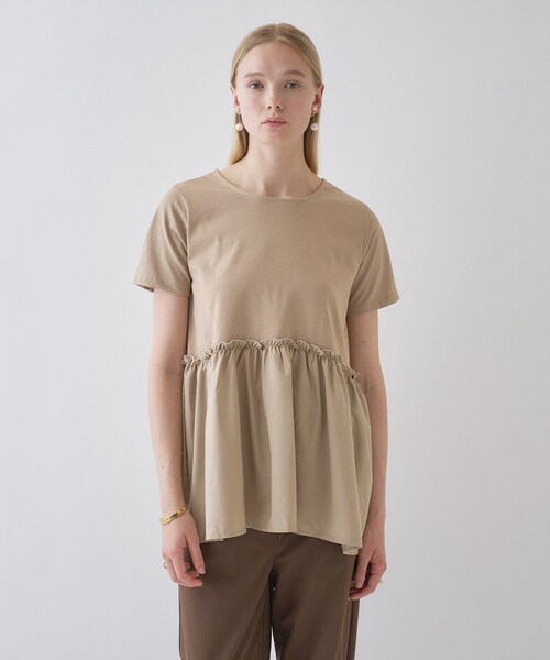 cloenc（クロエンス）の「【マシンウォッシュ】ドッキングチュニックTシャツ（Tシャツ/カットソー・レディース・ホワイト/ベージュ/ブラック・02）」の16枚目の写真
