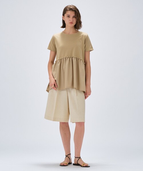 cloenc（クロエンス）の「【マシンウォッシュ】ドッキングチュニックTシャツ（Tシャツ/カットソー・レディース・ホワイト/ベージュ/ブラック・02）」の21枚目の写真