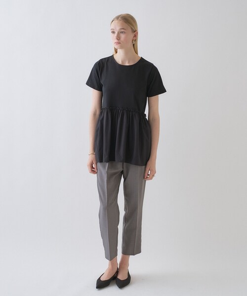 cloenc（クロエンス）の「【マシンウォッシュ】ドッキングチュニックTシャツ（Tシャツ/カットソー・レディース・ホワイト/ベージュ/ブラック・02）」の10枚目の写真