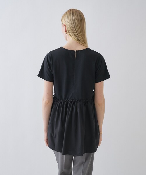 cloenc（クロエンス）の「【マシンウォッシュ】ドッキングチュニックTシャツ（Tシャツ/カットソー・レディース・ホワイト/ベージュ/ブラック・02）」の7枚目の写真