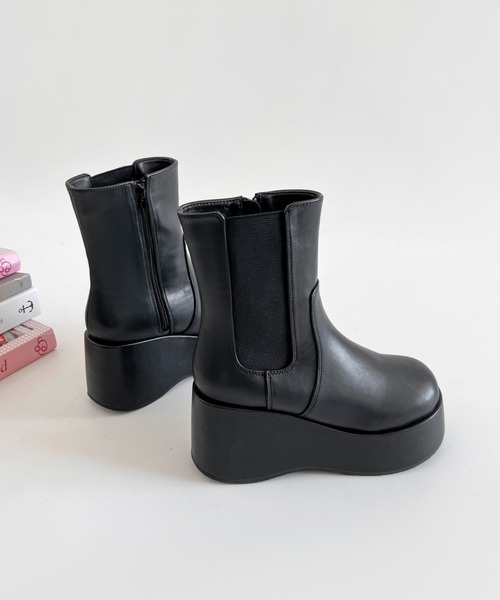 セール】《#防菌》 厚底 プラットフォーム サイドゴア 消臭 ショート