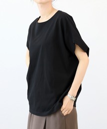 CLORE＋ ボートネックオーバーT【ブラック】 mizuiroind（ミズイロインド）の「ボートネックギャザープル