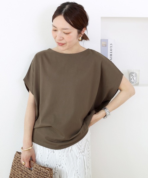 Aletta vita(アレッタビータ)の「バスクボートネックドルマンプルオーバー(Tシャツ/カットソー・レディース・オフホワイト/ブラック/ダークブラウン・M)」の9枚目の写真