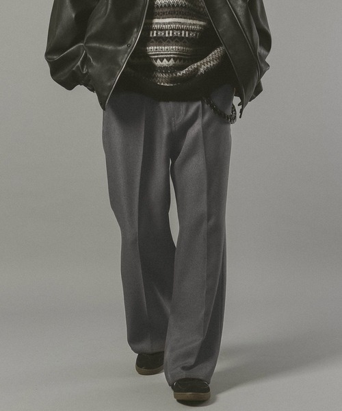 セール】センタープレス/バギーワイドフレアパンツ（スラックス