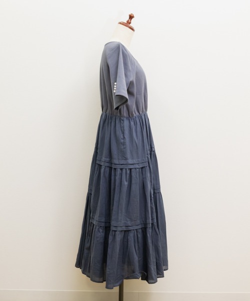 CLETTE(クレット)の「タックティアードドッキングワンピース(ワンピース・レディース・ブルー/ブラック/サンドグレー・4L/3L/LL)」の14枚目の写真