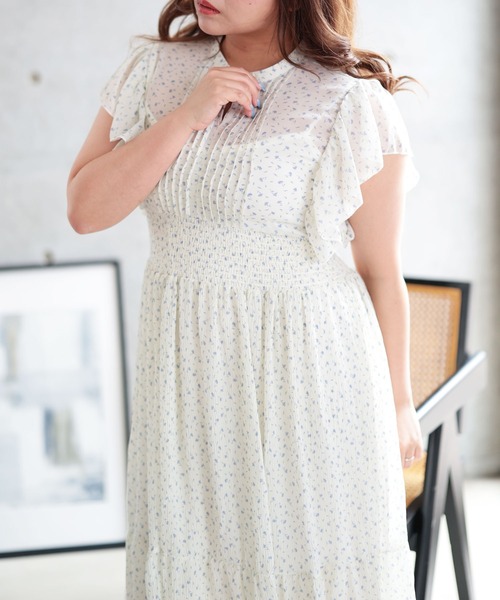 Ruwan yu(ルワンユー)の「ピンクタックプリーツワンピース【大きいサイズ対応】(ワンピース・レディース・ホワイト・4L/3L/LL/L)」の8枚目の写真