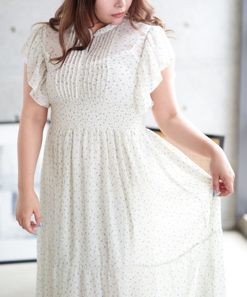 Ruwan yu(ルワンユー)の「ピンクタックプリーツワンピース【大きいサイズ対応】(ワンピース・レディース・ホワイト・4L/3L/LL/L)」の10枚目の写真