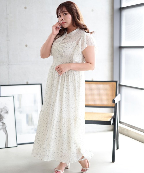 Ruwan yu(ルワンユー)の「ピンクタックプリーツワンピース【大きいサイズ対応】(ワンピース・レディース・ホワイト・4L/3L/LL/L)」の16枚目の写真