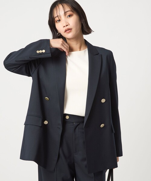 L相当‼️セットアップ ダブルテーラードジャケット パンツ ダークグリーン EMMA CLOTHES セットアップ 「セットアップ」TR綾ストレッチ