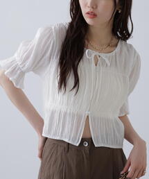 FREE'S MART | シアーギャザー前開き短丈半袖ブラウス(シャツ/ブラウス)