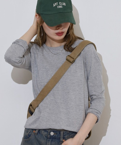 TRUSS(トラス)の「TRUSS スリムフィットロングスリーブTシャツ(Tシャツ/カットソー・レディース・ネイビー/バーガンディー/ヘザーグレー・XS)」の10枚目の写真