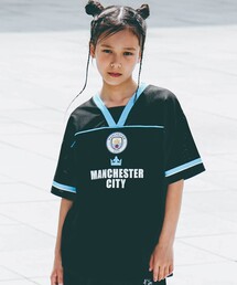 nexchic（ネクシック）の「【Manchester City(マンチェスターシティ)コレクション】Vネックメッシュ半袖Tシャツ(110~150cm)（Tシャツ/カットソー）」