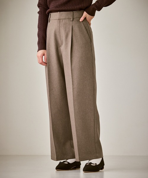 ROPE' PICNIC(ロペピクニック)の「【低身長・小柄さんサイズ】レディハンサムシリーズ ウールライクウエストタックセミワイドパンツ(スラックス・レディース・ネイビー/ライトグレー/ベージュ系その他2/グレー/ブラック系その他・S/M)」の4枚目の写真