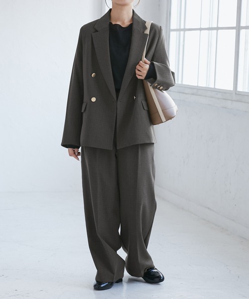 ROPE' PICNIC(ロペピクニック)の「【低身長・小柄さんサイズ】レディハンサムシリーズ ウールライクウエストタックセミワイドパンツ(スラックス・レディース・ネイビー/ライトグレー/ベージュ系その他2/グレー/ブラック系その他・S/M)」の11枚目の写真