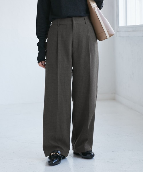 ROPE' PICNIC(ロペピクニック)の「【低身長・小柄さんサイズ】レディハンサムシリーズ ウールライクウエストタックセミワイドパンツ(スラックス・レディース・ネイビー/ライトグレー/ベージュ系その他2/グレー/ブラック系その他・S/M)」の10枚目の写真