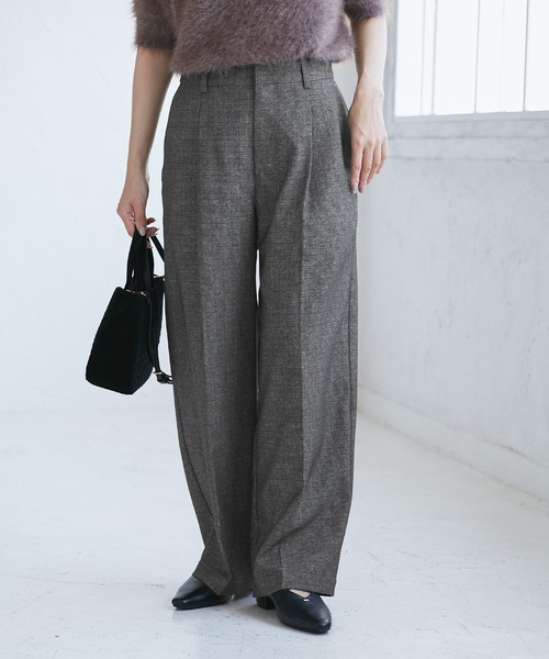 【極美品】ROPE　ロペ　グレー　イタリア生地　パンツ スーツ 　総裏　日本製 セール】【低身長・小柄さんサイズ】レディハンサムシリーズ ウール