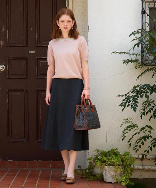 LAURA ASHLEY(ローラアシュレイ)の「【牛革/ショルダーベルト付き/Sサイズ】ミスタージョーンズ柄 バッグ(トートバッグ・レディース・ネイビー系/ブラック系・00)」の4枚目の写真