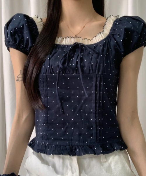 美品■FEMMENT ファモン■シルキーインクジェットプリント ブラウス シャツ L】リバティ ヴァイン・シーフ スタンドカラー7分袖ブラウス