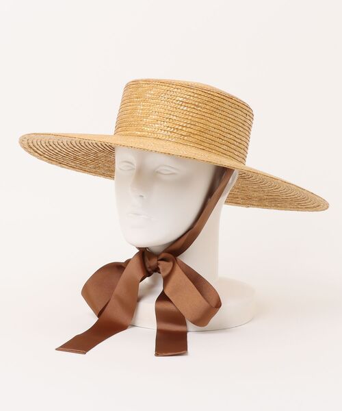美品　FERRUCCIO VECCHI BABYLONE リボン付き麦わら帽子 FERRUCCIO VECCHI BABYLONE リボン麦わら帽子