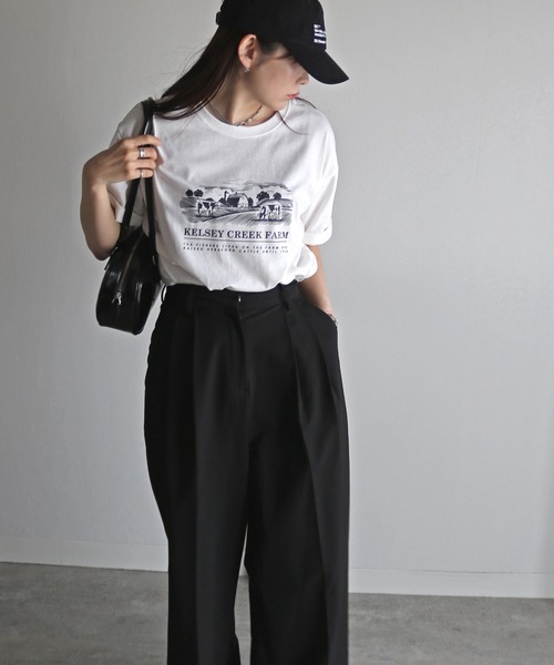 COURO（コウロ）の「ヴィンテージライクデザインＴシャツ（Tシャツ/カットソー・レディース・ネイビー系2/ライトグレー系1/ホワイト系2/ホワイト系/ライトグレー系2/ネイビー系1/ピンク/ライトグレー系/ネイビー系/ホワイト系1・FREE）」の14枚目の写真