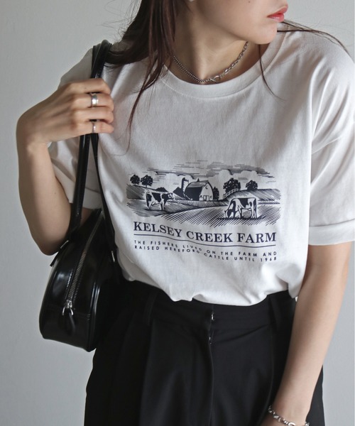 COURO（コウロ）の「ヴィンテージライクデザインＴシャツ（Tシャツ/カットソー・レディース・ネイビー系2/ライトグレー系1/ホワイト系2/ホワイト系/ライトグレー系2/ネイビー系1/ピンク/ライトグレー系/ネイビー系/ホワイト系1・FREE）」の15枚目の写真