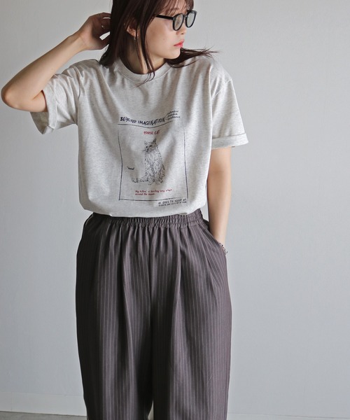 COURO（コウロ）の「ヴィンテージライクデザインＴシャツ（Tシャツ/カットソー・レディース・ネイビー系2/ライトグレー系1/ホワイト系2/ホワイト系/ライトグレー系2/ネイビー系1/ピンク/ライトグレー系/ネイビー系/ホワイト系1・FREE）」の16枚目の写真
