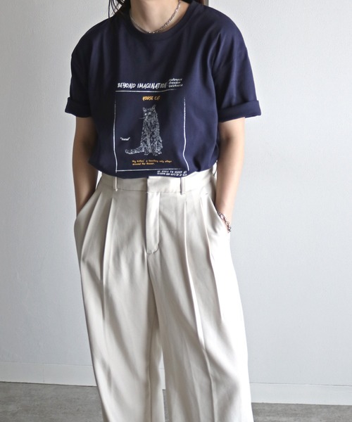 COURO（コウロ）の「ヴィンテージライクデザインＴシャツ（Tシャツ/カットソー・レディース・ネイビー系2/ライトグレー系1/ホワイト系2/ホワイト系/ライトグレー系2/ネイビー系1/ピンク/ライトグレー系/ネイビー系/ホワイト系1・FREE）」の22枚目の写真