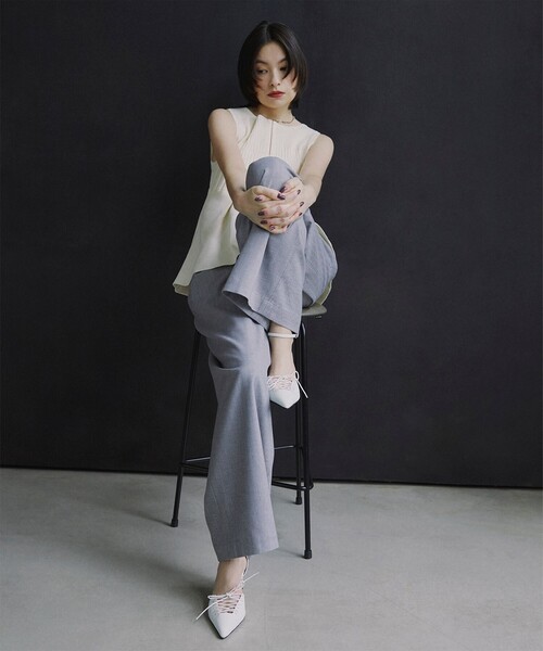 Ray BEAMS(レイビームス)の「RBS / ヘリンボン ワイド パンツ(その他パンツ・レディース・シルバー/ダークブラウン・0/1)」の3枚目の写真