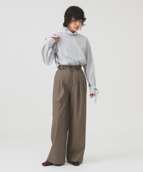 『RAY BEAMS 』レイビームス　セットアップ 　紺ブレ・ワイドパンツ Ray BEAMS（レイ ビームス）フロント ラップ ワイド パンツ（パンツ